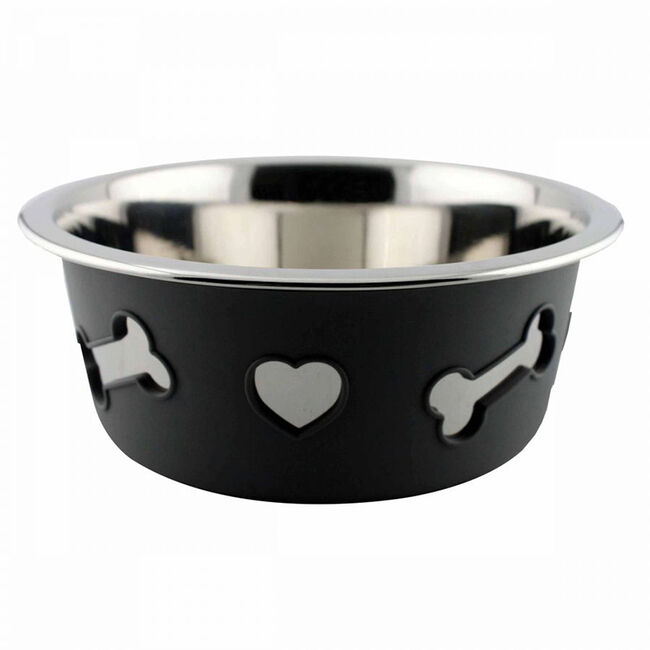 WeatherBeeta Non-Slip Stainless Steel Silicone Bone Dog Bowl image number null