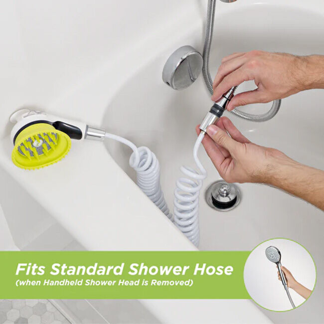 Wondurdog Indoor/Outdoor Dog Wash - Shower or Garden Hose Attachment & Splash Shield Brush image number null
