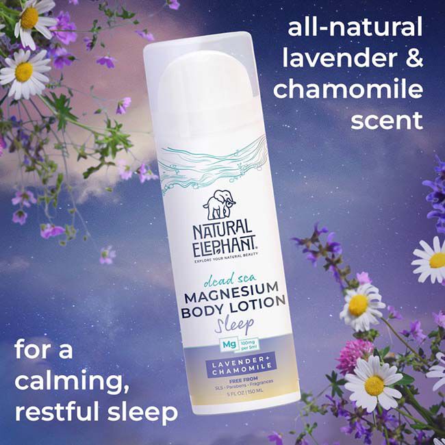 Natural Elephant Dead Sea Magnesium Body Lotion - Sleep: Lavender & Chamomile - 5 oz image number null