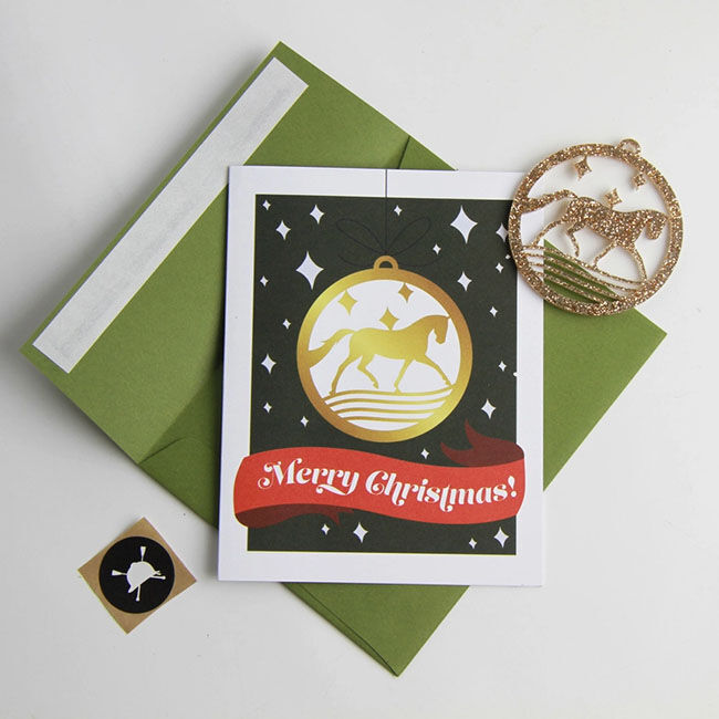 Hunt Seat Paper Co. Card - Merry Christmas Card with Ornament image number null
