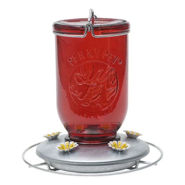 Perky-Pet Red Mason Jar Hummingbird Feeder image number null