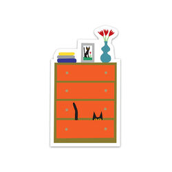 R. Nichols Die-Cut Sicker - Cat in Dresser