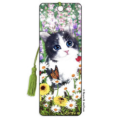 Artgame 3D Bookmark - Kitten Flowerbed