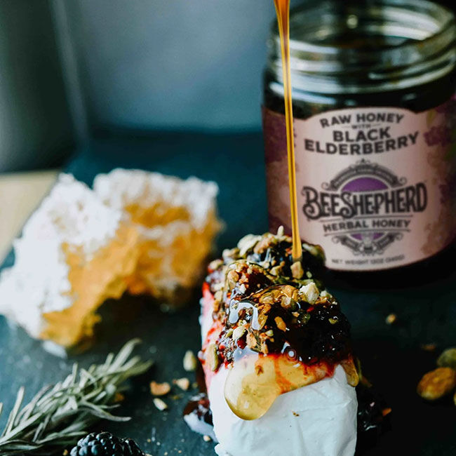 Bee Shepherd by Frangiosa Farms Raw Honey with Black Elderberry - 12 oz image number null
