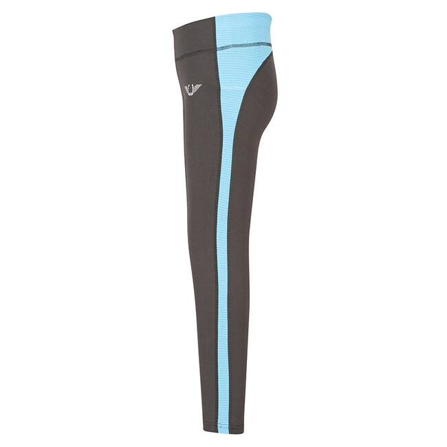 TuffRider Kids' Ventilated Schooling Tight - Charcoal/Neon Blue image number null