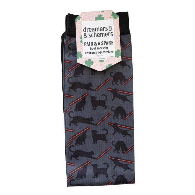 Dreamers & Schemers Boot Socks - Pair and a Spare - Laser Cats image number null