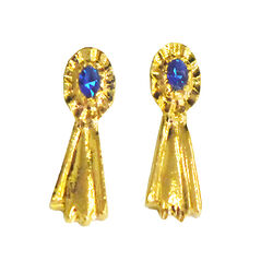 Finishing Touch of Kentucky Earrings - Mini Blue Ribbon - Gold