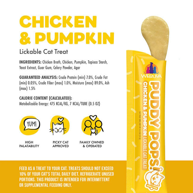 Weruva Puddy Pops Lickable Cat Treats - Chicken & Pumpkin - 5-Pack image number null