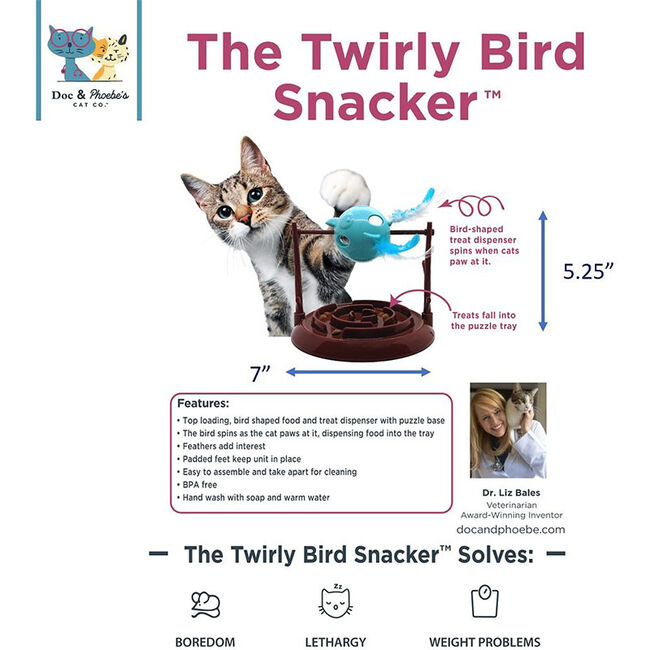 Doc & Phoebe's Twirly Bird Cat Feeder image number null