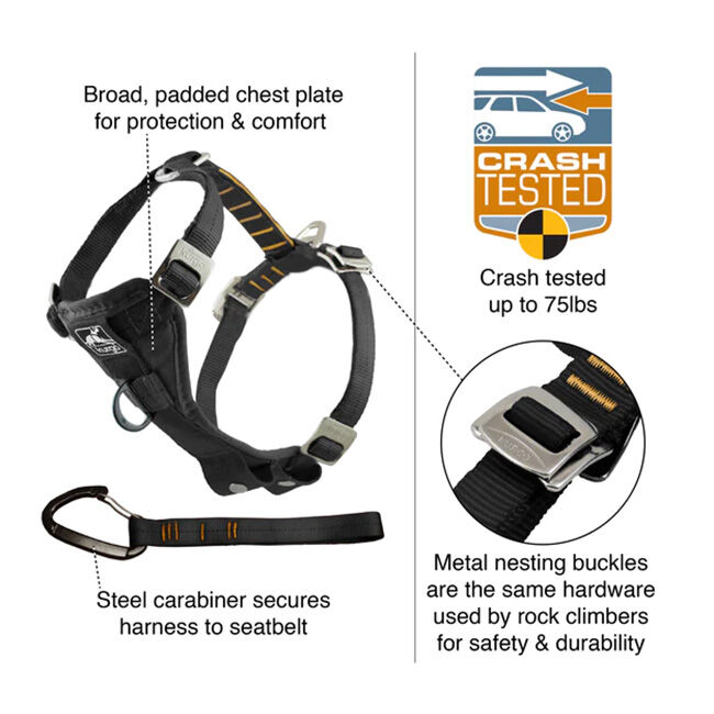 Kurgo Enhanced Strength Tru-Fit Dog Car Harness - Black image number null