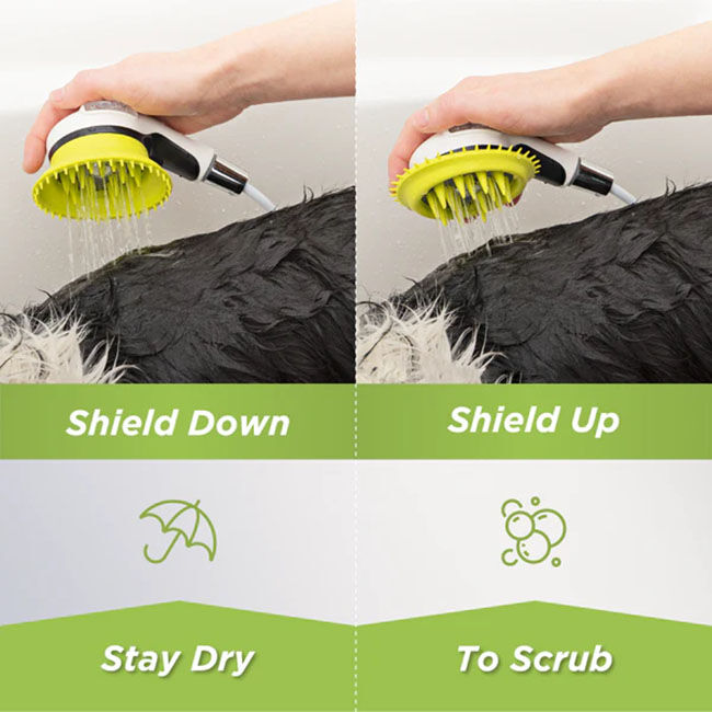 Wondurdog Indoor/Outdoor Dog Wash - Shower or Garden Hose Attachment & Splash Shield Brush image number null