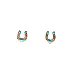 Finishing Touch of Kentucky Earrings - Horseshoe - Silver & Turquoise