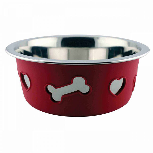 WeatherBeeta Non-Slip Stainless Steel Silicone Bone Dog Bowl image number null