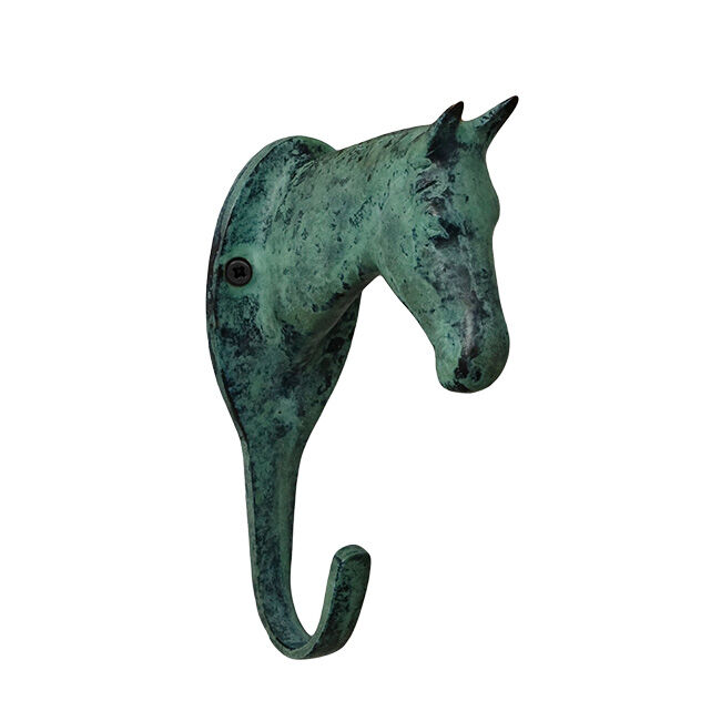 Horse Fare 6-1/8" Brass Horse Head Hook image number null