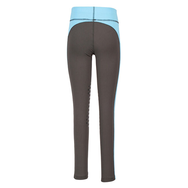 TuffRider Kids' Ventilated Schooling Tight - Charcoal/Neon Blue image number null