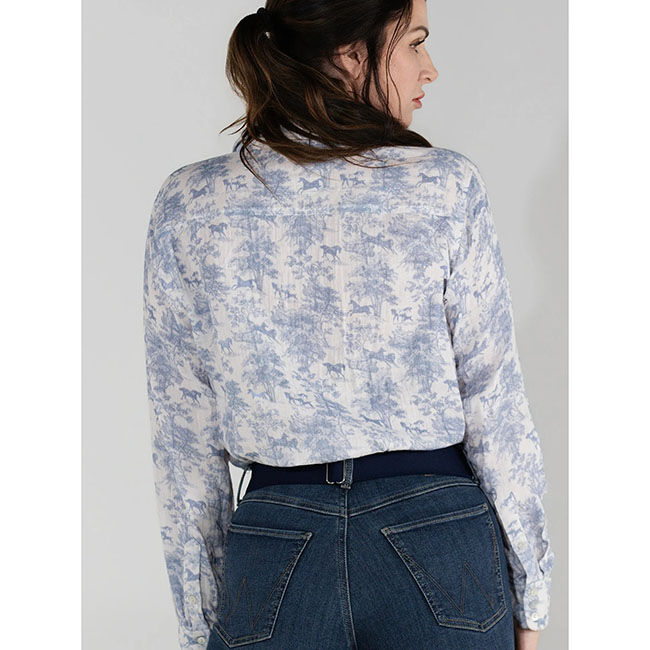 Dapplebay Women's Equestrian Toile Breezy Button Up Top - Moonrise image number null