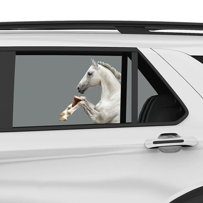 Horse Hollow Press Car Window Decal - Horse Drinking a Coffee image number null