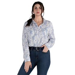 Dapplebay Women's Equestrian Toile Breezy Button Up Top - Moonrise