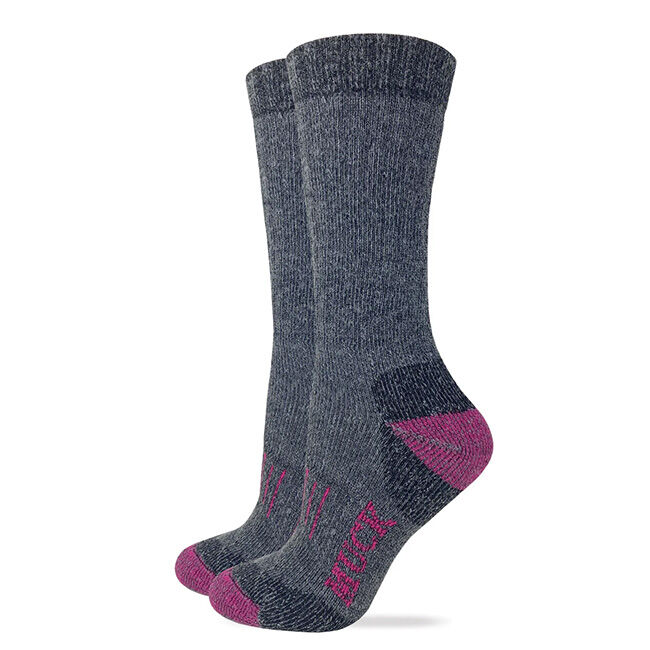Muck Boot Company Women's Heavyweight Merino Wool Mid Calf Boot Socks - Charcoal/Fuchsia - 2 Pairs image number null