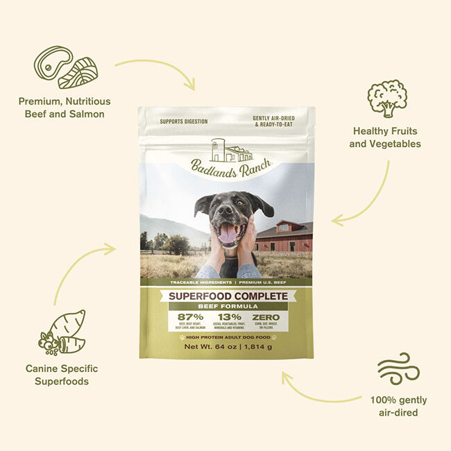 Badlands Ranch Superfood Complete Grain-Free Air-Dried Dog Food - Beef Recipe image number null