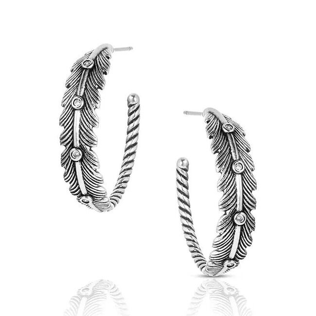 Montana Silversmiths Feathered Path Hoop Earrings image number null