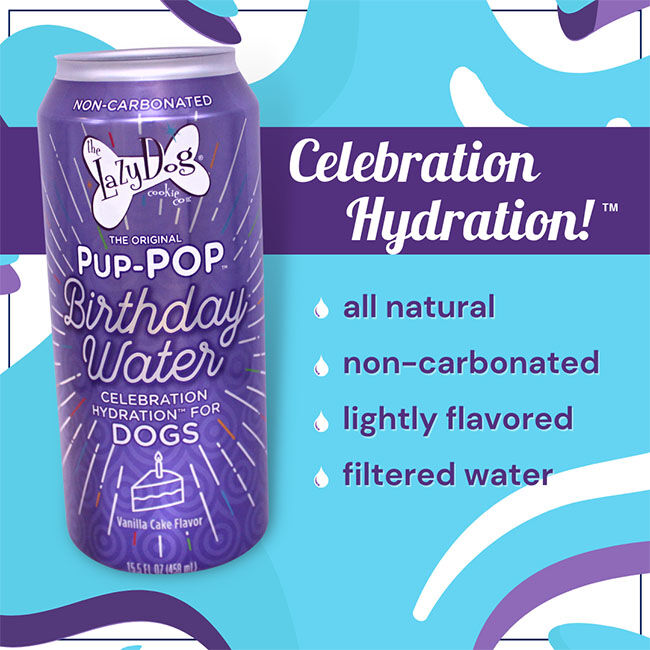 The Lazy Dog Cookie Co. Pup-POP Birthday Water - Celebration Hydration for Dogs - Vanilla Cake Flavor - 15.5 oz image number null