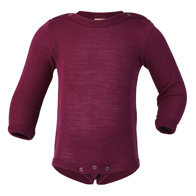 Engel Baby Wool/Silk Blend Long-Sleeve Bodysuit - Orchid image number null