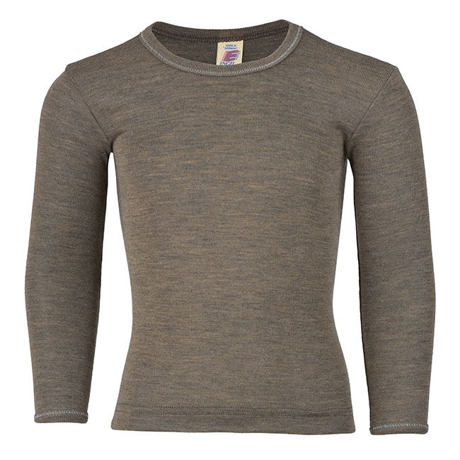 Engel Kids' Wool/Silk Blend Long-Sleeve Shirt - Walnut image number null