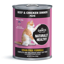 Dave's Pet Food Naturally Healthy Cat Food - Beef & Chicken Pat&eacute; Recipe - 12.5 oz