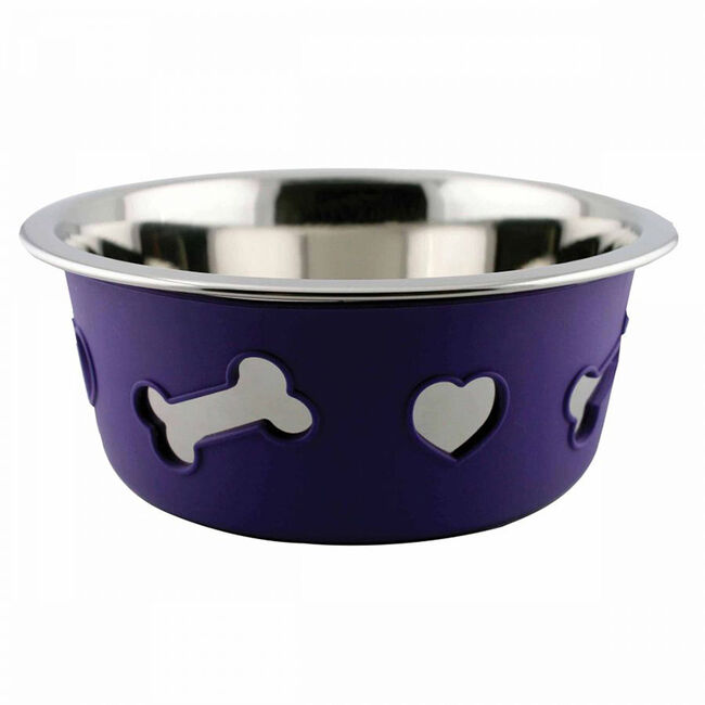 WeatherBeeta Non-Slip Stainless Steel Silicone Bone Dog Bowl image number null