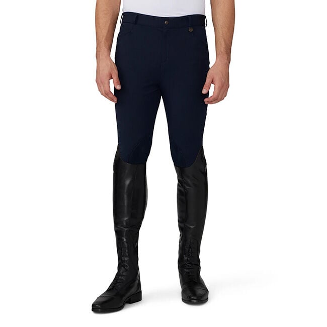 Ovation Men's EuroWeave Front Zip 4-Pocket Knee Patch Breech - Black image number null
