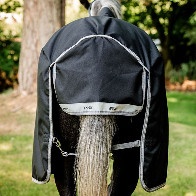 Horseware Amigo 12 Wug Turnout (0g Light) - Black/Titanium Grey & Silver image number null