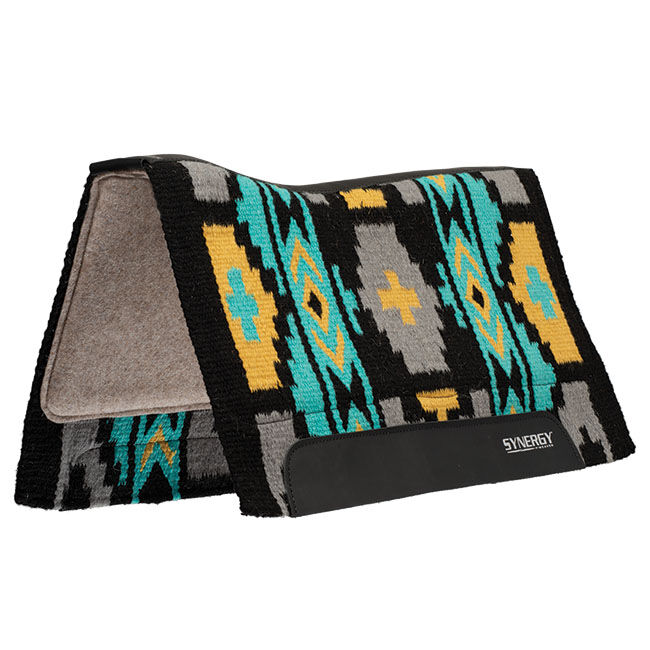 Weaver Equine Synergy Contoured Performance Saddle Pad with Wool Blend Felt Liner - Black/Radiance image number null