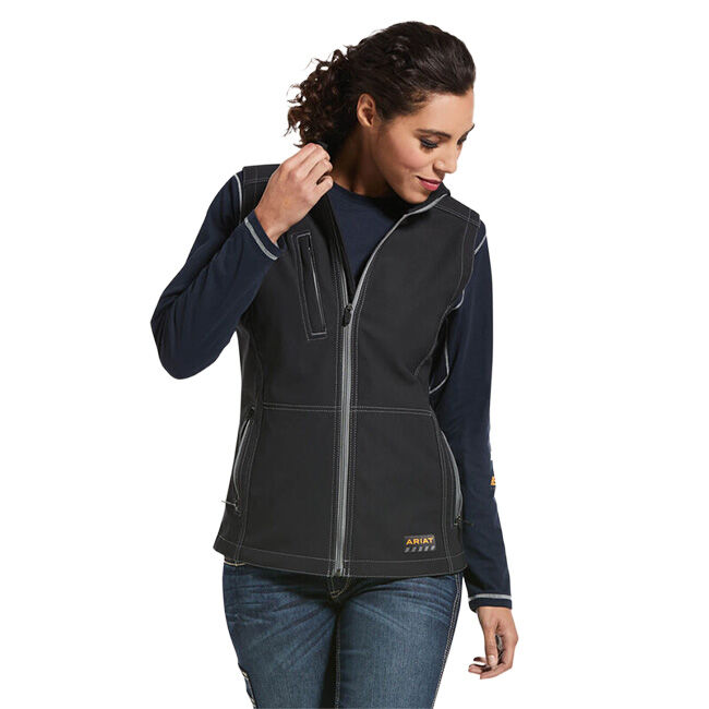 Ariat Women's Rebar Stretch Canvas Softshell Vest - Black image number null