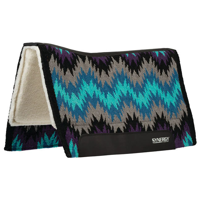 Weaver Equine Synergy Contoured Performance Saddle Pad with Wool Blend Felt Liner - Stampede Gray/Purple image number null