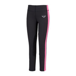 TuffRider Kids' Ventilated Schooling Tight - Charcoal/Neon Pink