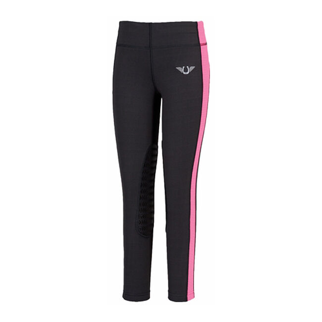 TuffRider Kids' Ventilated Schooling Tight - Charcoal/Neon Pink image number null