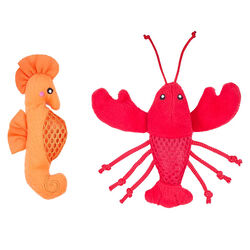 ZippyPaws ZippyClaws Mesh Mates - Seahorse & Lobster - 2-Pack