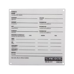 Schneiders Plexiglass Stall Information Card - Closeout