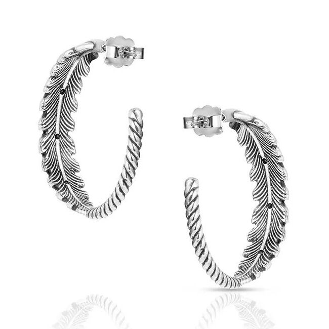 Montana Silversmiths Feathered Path Hoop Earrings image number null