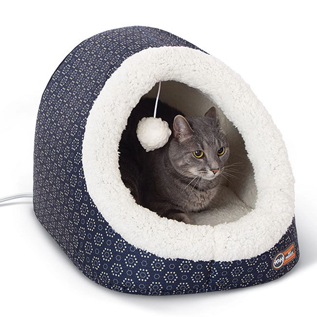 K&H Pet Thermo-Pet Cave Heated Cat Bed - Navy image number null