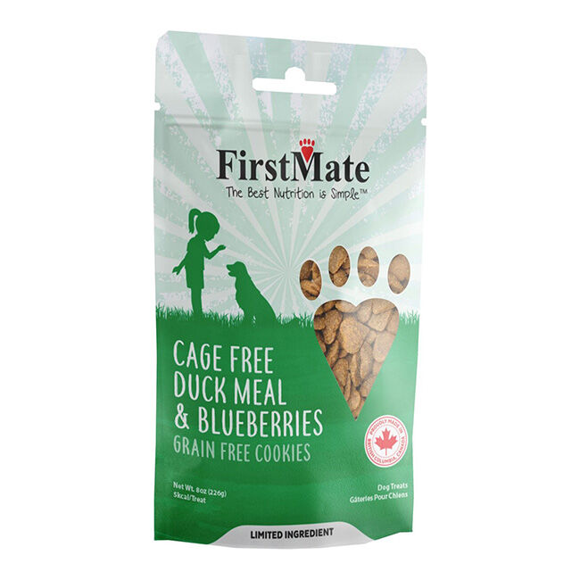 FirstMate Grain-Free Dog Cookies - Cage-Free Duck Meal & Blueberries - 8 oz image number null