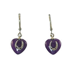Finishing Touch of Kentucky Earrings - Heart & Horseshoe - Purple