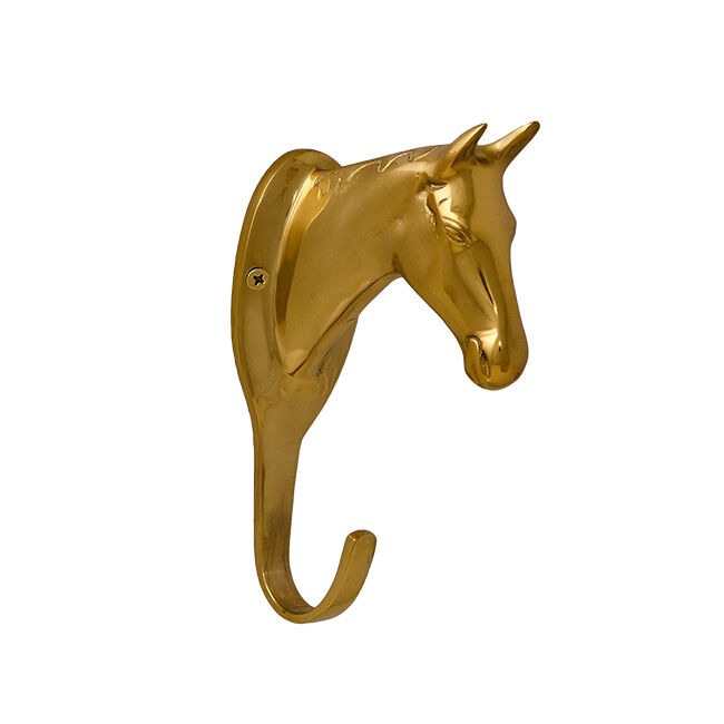 Horse Fare 6-1/8" Brass Horse Head Hook image number null
