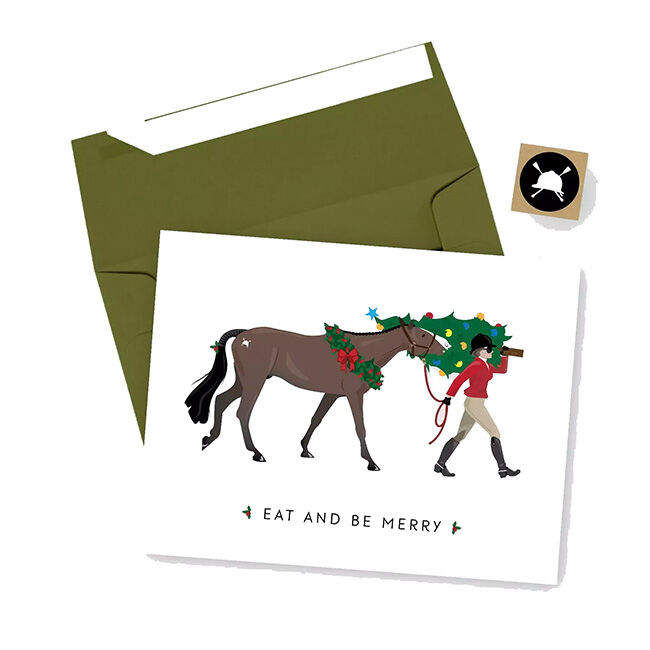 Hunt Seat Paper Co. Christmas Card - Eat & Be Merry - English Equestrian image number null