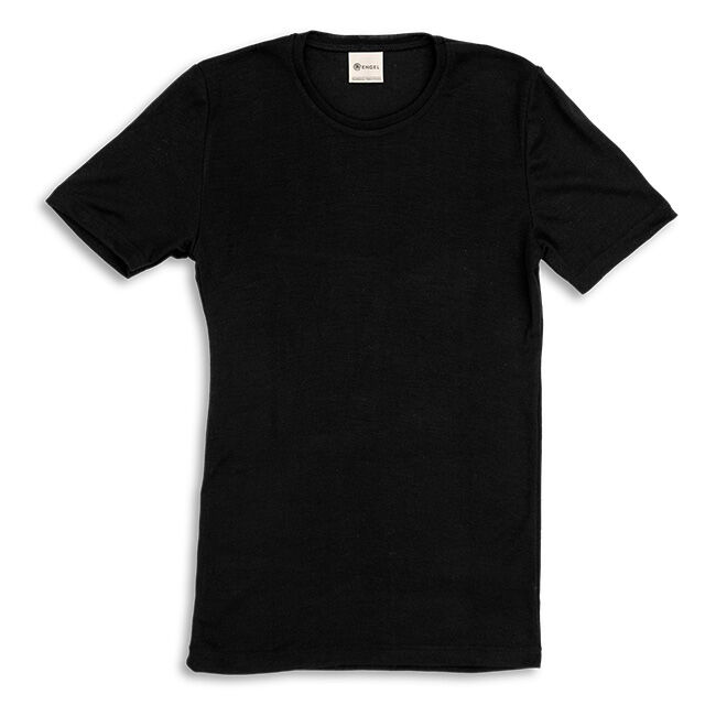 Engel Men's Wool/Silk Blend Short-Sleeved Shirt - Black image number null