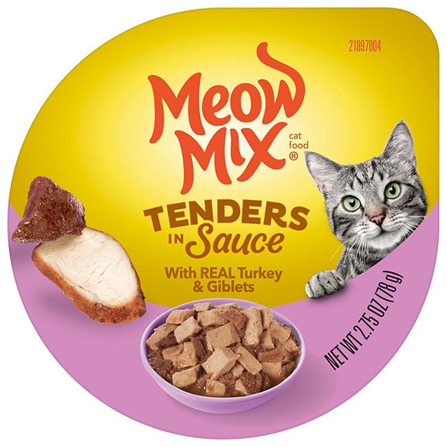 Meow Mix Tenders in Sauce Cat Food - Poultry & Beef Favorites Variety Pack - 24 Count Carton image number null