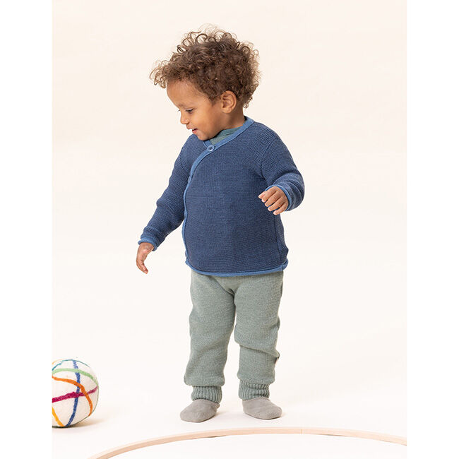 Disana Baby 100% Organic Wool Knit Trousers - Dove Blue image number null