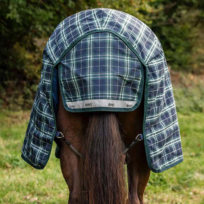 Horseware Rhino Plus Turnout with Vari-Layer (250g Medium) - Hunter Check/Green/Navy image number null
