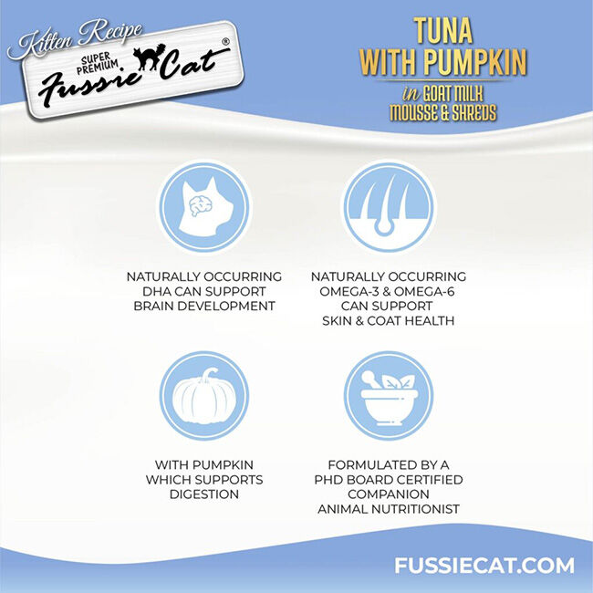 Fussie Cat Goat Milk Mousse for Kittens - Tuna with Pumpkin - 2.47 oz image number null